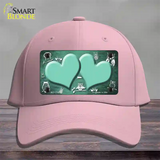 Mint White Owl Hearts Oil Rubbed Novelty License Plate Hat Cotton / Pink