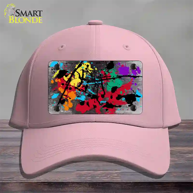 Black White Splatter Oil Rubbed Novelty License Plate Hat Cotton / Pink