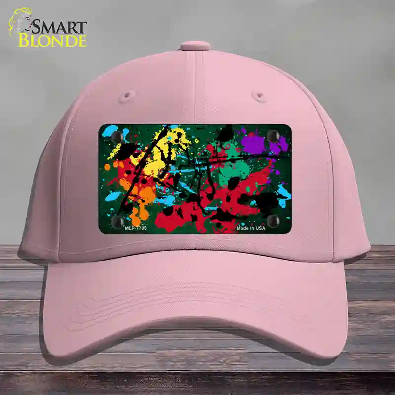 Green Splatter Oil Rubbed Novelty License Plate Hat Cotton / Pink