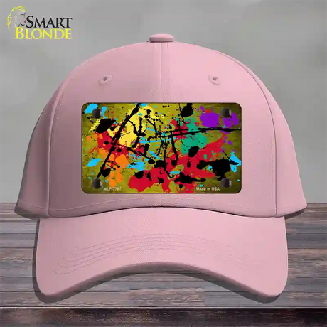 Yellow Splatter Oil Rubbed Novelty License Plate Hat Cotton / Pink