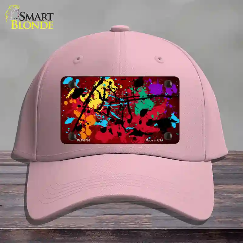 Red Splatter Oil Rubbed Novelty License Plate Hat Cotton / Pink