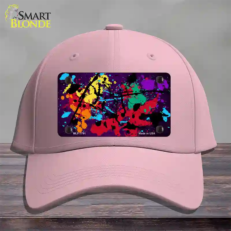 Purple Splatter Oil Rubbed Novelty License Plate Hat Cotton / Pink