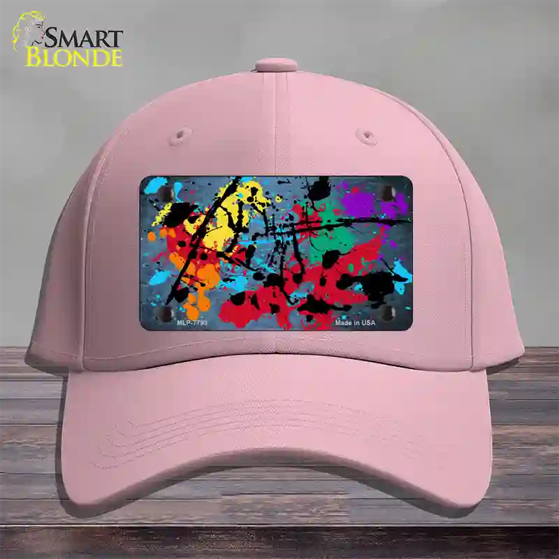 Light Blue Splatter Oil Rubbed Novelty License Plate Hat Cotton / Pink