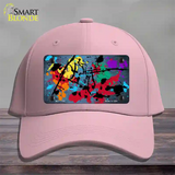 Light Blue Splatter Oil Rubbed Novelty License Plate Hat Cotton / Pink