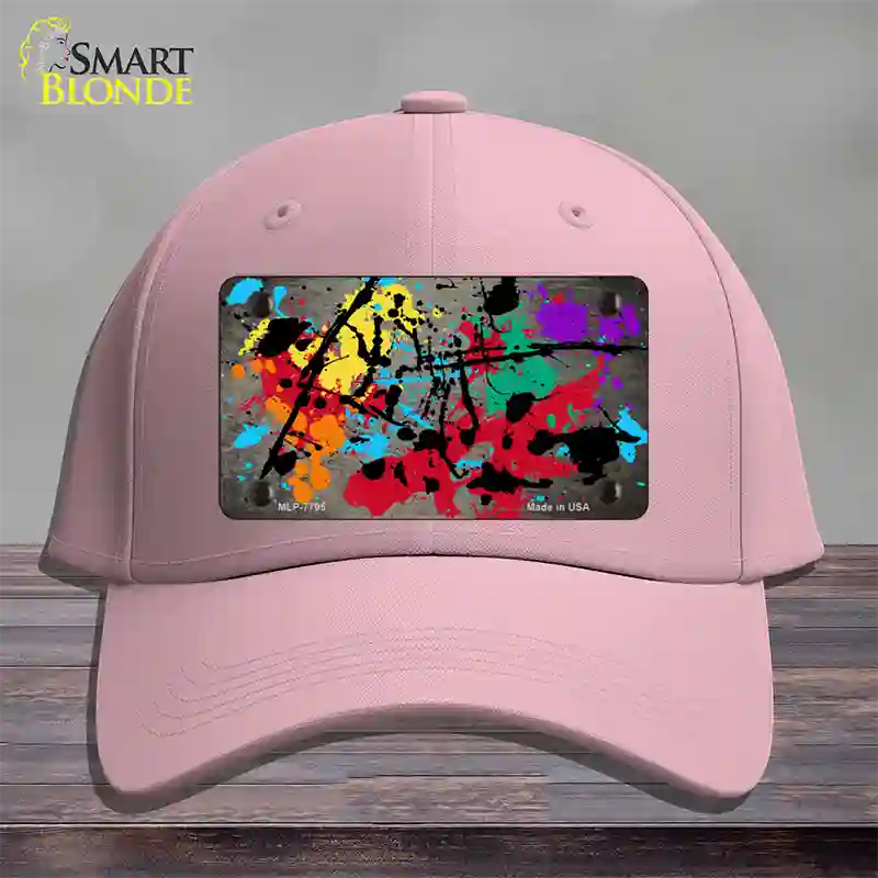 Tan Splatter Oil Rubbed Novelty License Plate Hat Cotton / Pink