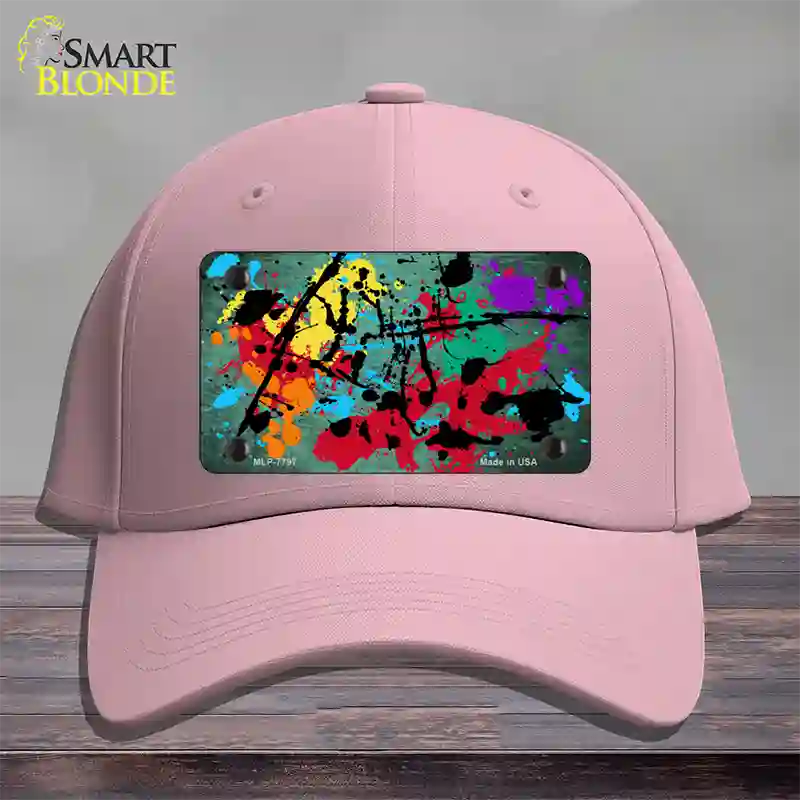 Mint Splatter Oil Rubbed Novelty License Plate Hat Cotton / Pink