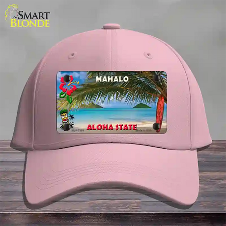 Blank Mahalo Hawaii State Novelty License Plate Hat Cotton / Pink