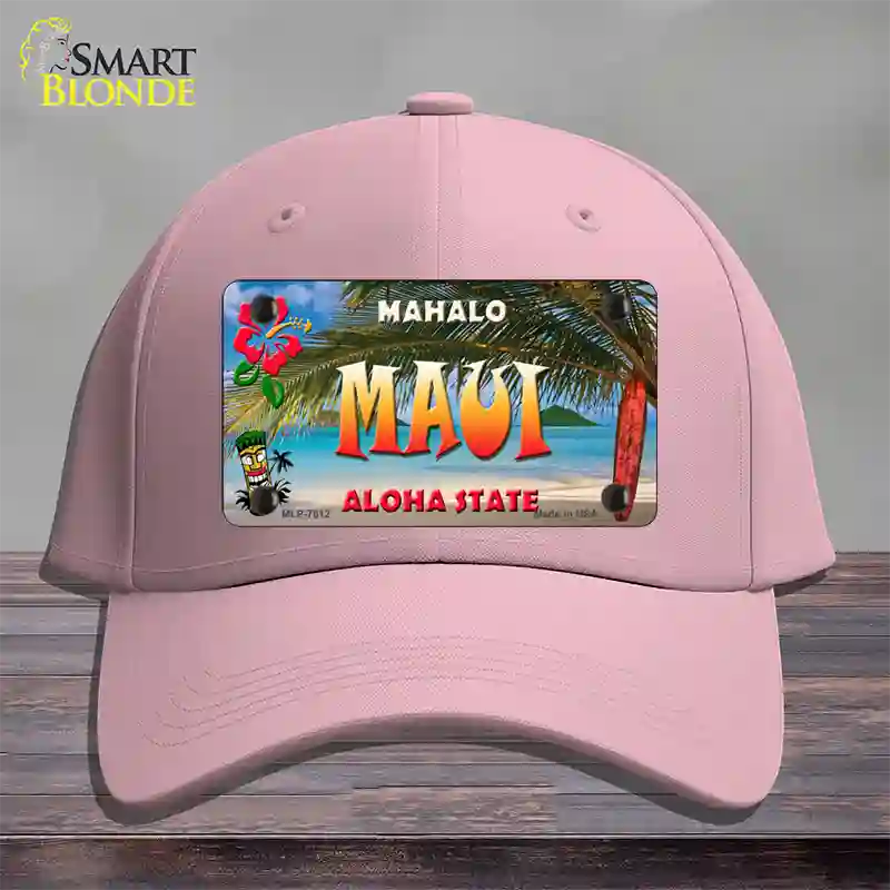 Maui Hawaii State Novelty License Plate Hat Cotton / Pink