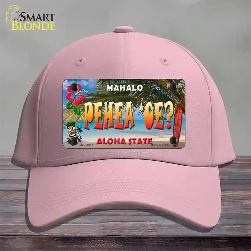 Pehea oe Hawaii State Novelty License Plate Hat Cotton / Pink