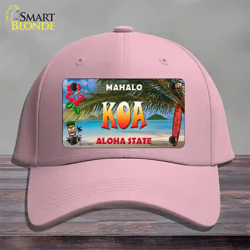 Koa Hawaii State Novelty License Plate Hat Cotton / Pink