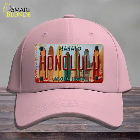 Honolulu Surfboards Hawaii State Novelty License Plate Hat Cotton / Pink