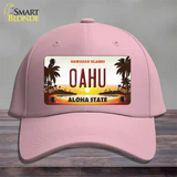 Oahu Hawaiian Islands Novelty License Plate Hat Cotton / Pink