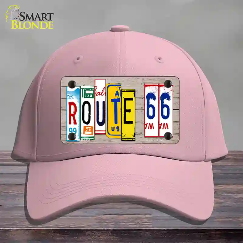 Route 66 License Plate Art Wood Novelty License Plate Hat Cotton / Pink