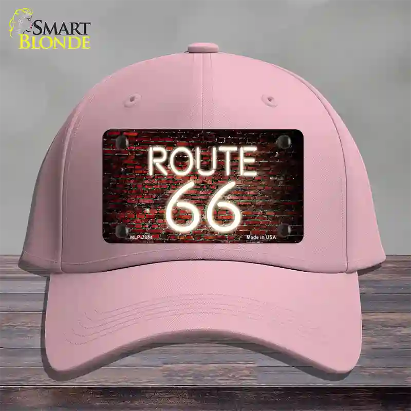 Route 66 Neon Brick Novelty License Plate Hat Cotton / Pink