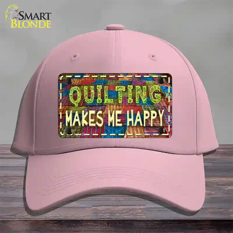 Quilting Makes Me Happy Novelty License Plate Hat Cotton / Pink