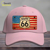 Route 66 American Flag Novelty License Plate Hat Cotton / Pink