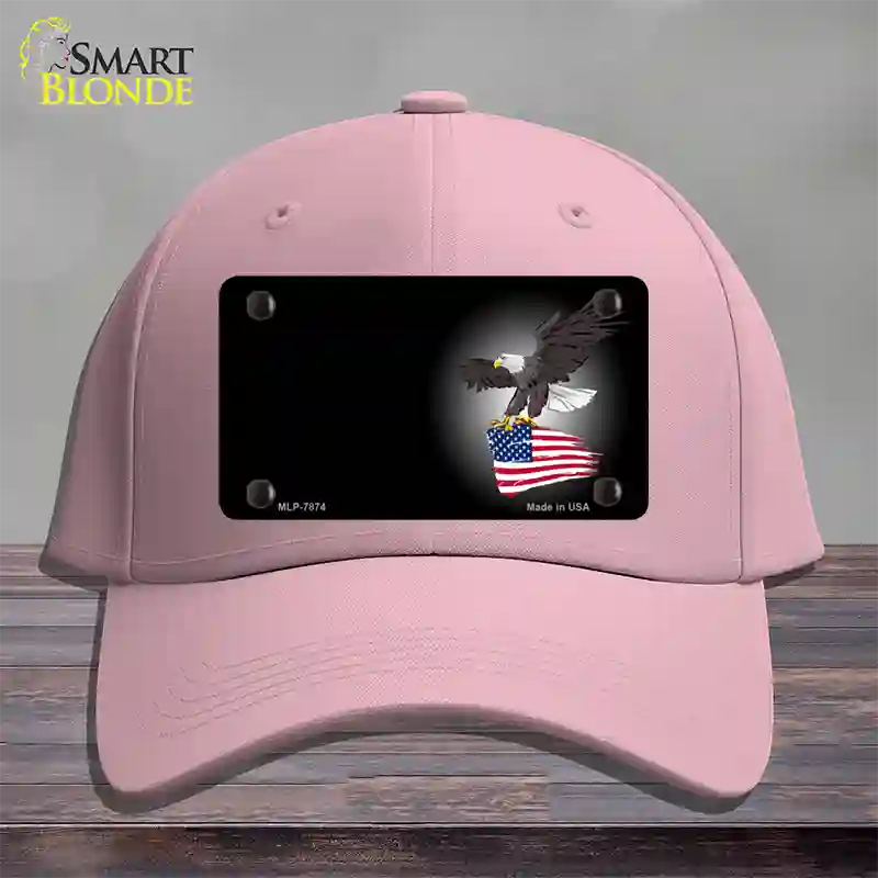 Eagle Flag Offset Novelty License Plate Hat Cotton / Pink