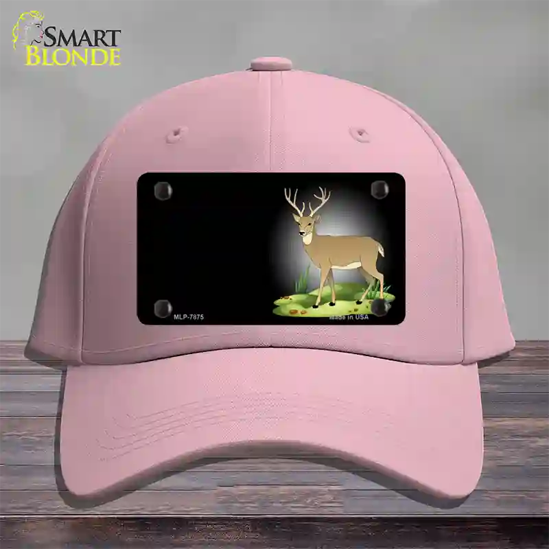 Deer Offset Novelty License Plate Hat Cotton / Pink