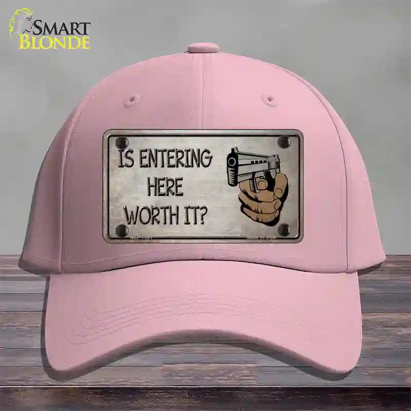 Entering Worth It Novelty License Plate Hat Cotton / Pink