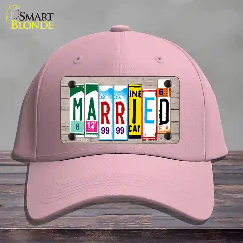 Married Wood License Plate Art Novelty License Plate Hat Cotton / Pink