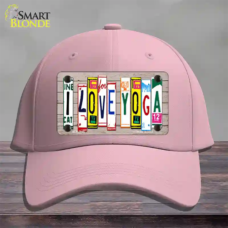 I Love Yoga Wood License Plate Art Novelty License Plate Hat Cotton / Pink