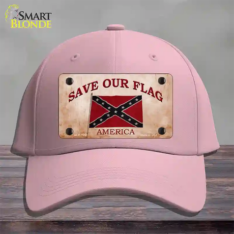 Save Our Flag Confederate Novelty License Plate Hat Cotton / Pink