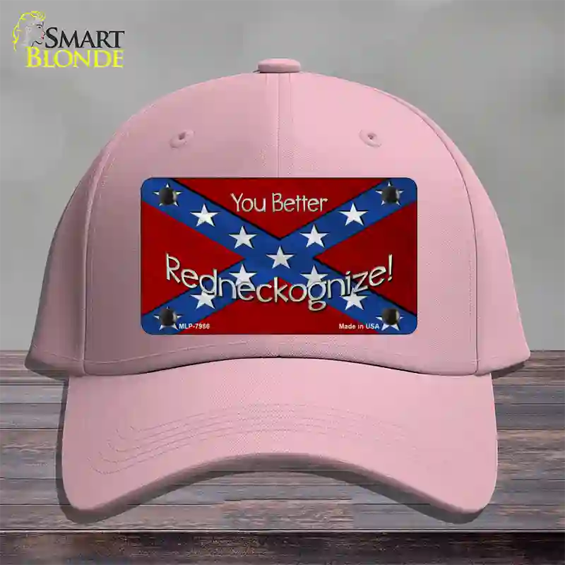 You Better Redneckognize Novelty License Plate Hat Cotton / Pink