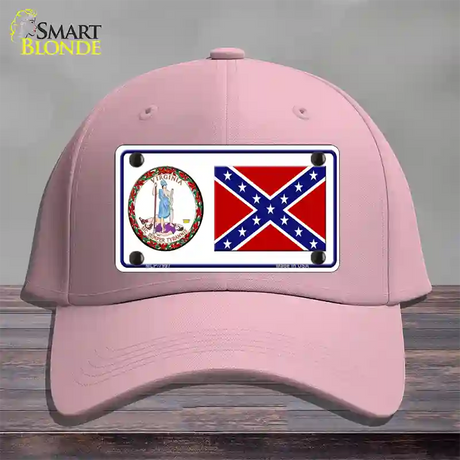 Confederate Flag Virginia Seal Novelty License Plate Hat Cotton / Pink