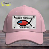 Proud American Christian Novelty License Plate Hat Cotton / Pink