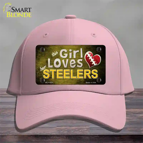 This Girl Loves Her Steelers Novelty License Plate Hat Cotton / Pink