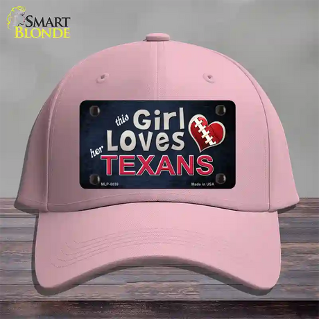 This Girl Loves Her Texans Novelty License Plate Hat Cotton / Pink