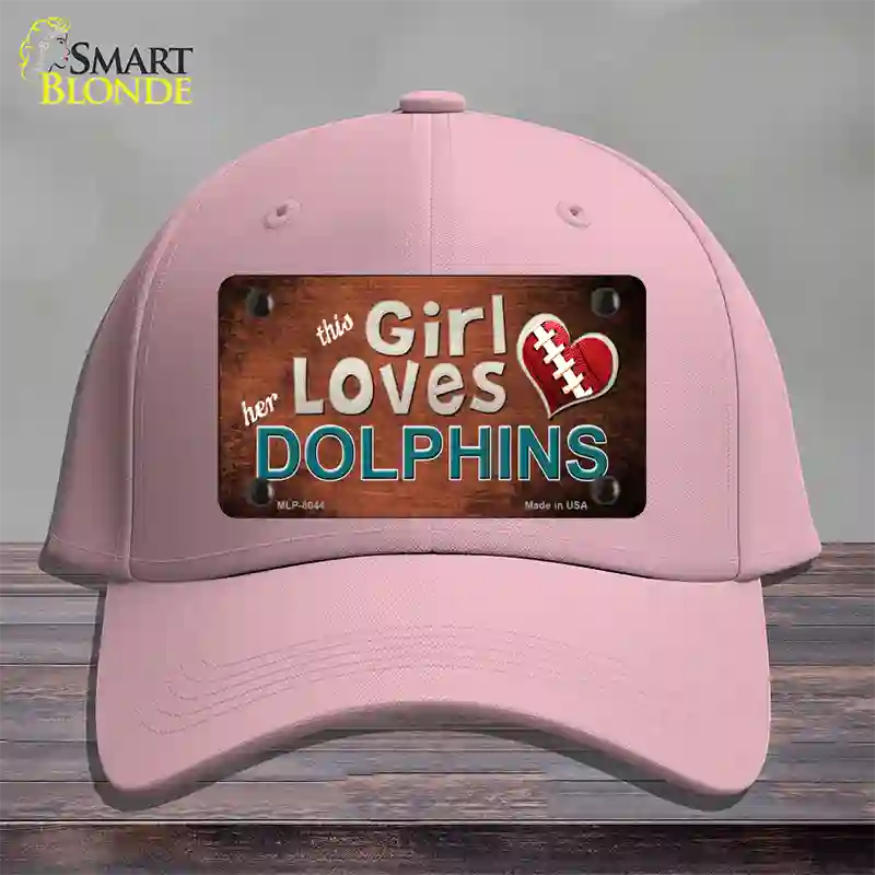 This Girl Loves Her Dolphins Novelty License Plate Hat Cotton / Pink