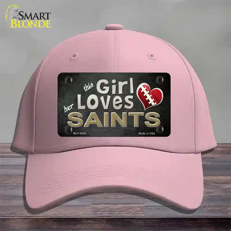 This Girl Loves Her Saints Novelty License Plate Hat Cotton / Pink