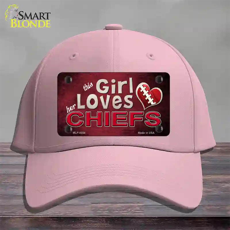 This Girl Loves Her Chiefs Novelty License Plate Hat Cotton / Pink