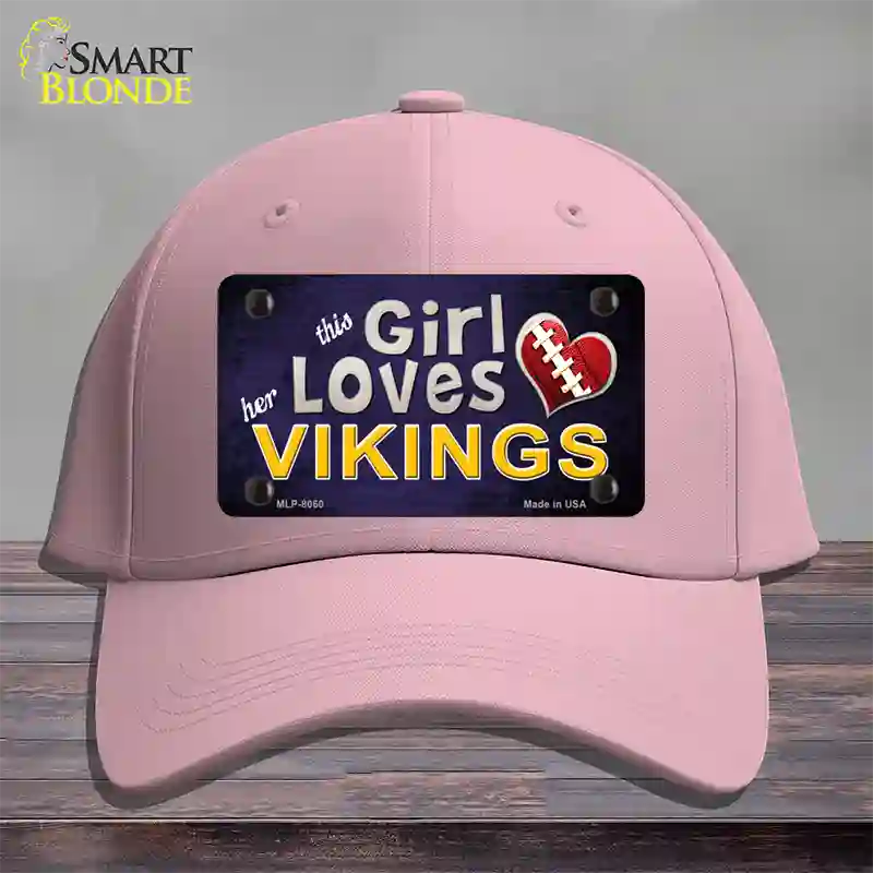 This Girl Loves Her Vikings Novelty License Plate Hat Cotton / Pink