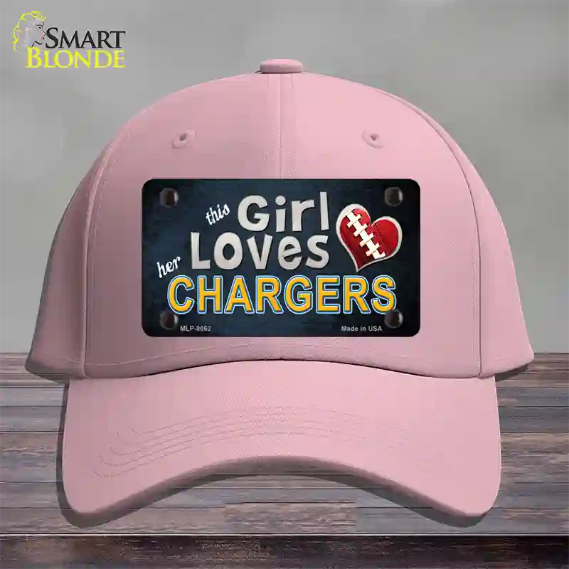 This Girl Loves Her Chargers Novelty License Plate Hat Cotton / Pink