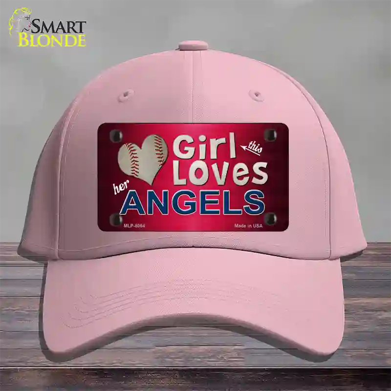 This Girl Loves Her Angels Novelty License Plate Hat Cotton / Pink