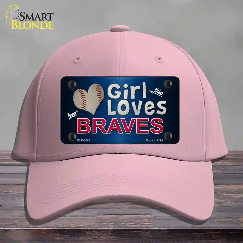 This Girl Loves Her Braves Novelty License Plate Hat Cotton / Pink