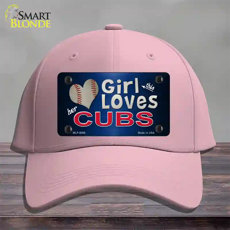 This Girl Loves Her Cubs Novelty License Plate Hat Cotton / Pink