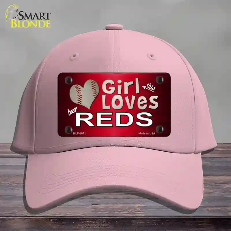 This Girl Loves Her Reds Novelty License Plate Hat Cotton / Pink