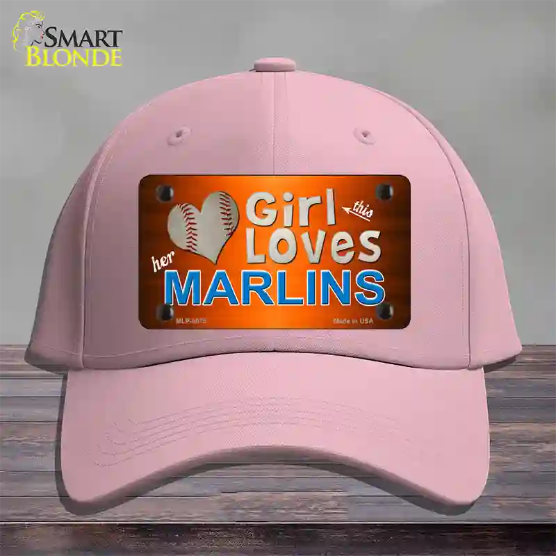 This Girl Loves Her Marlins Novelty License Plate Hat Cotton / Pink