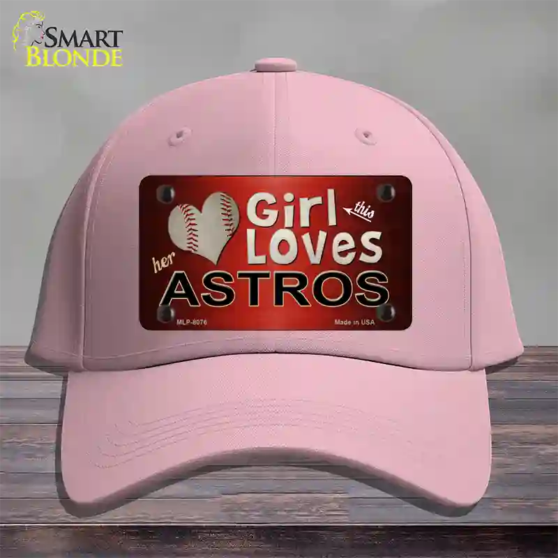 This Girl Loves Her Astros Novelty License Plate Hat Cotton / Pink