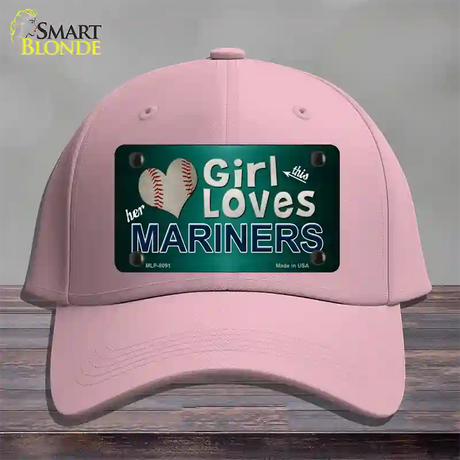 This Girl Loves Her Mariners Novelty License Plate Hat Cotton / Pink