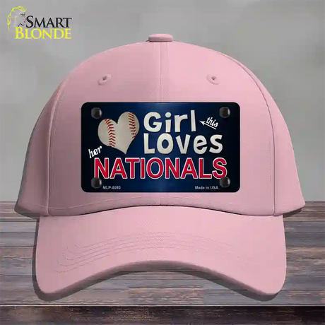 This Girl Loves Her Nationals Novelty License Plate Hat Cotton / Pink