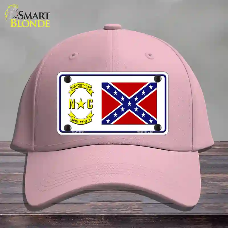 Confederate Flag North Carolina Novelty License Plate Hat Cotton / Pink