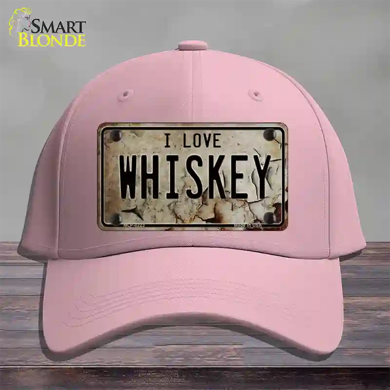 I Love Whiskey Novelty License Plate Hat Cotton / Pink