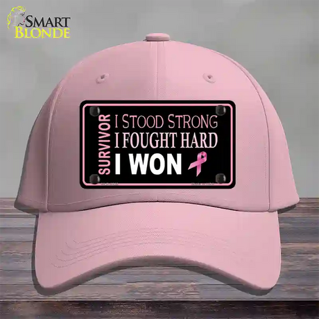 Breast Cancer Survivor Ribbon Novelty License Plate Hat Cotton / Pink