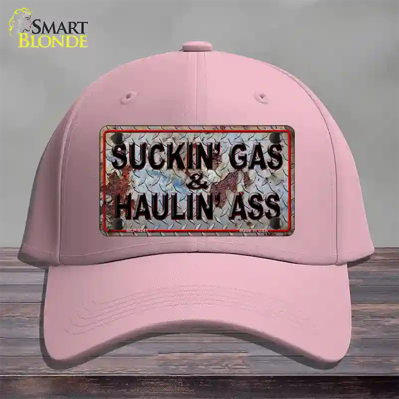 Suckin Gas Haulin Ass Vintage Novelty License Plate Hat Cotton / Pink