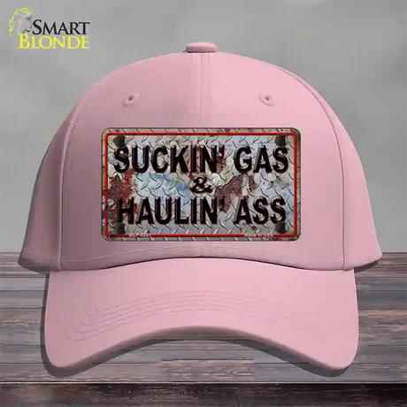 Suckin Gas Haulin Ass Vintage Novelty License Plate Hat Cotton / Pink