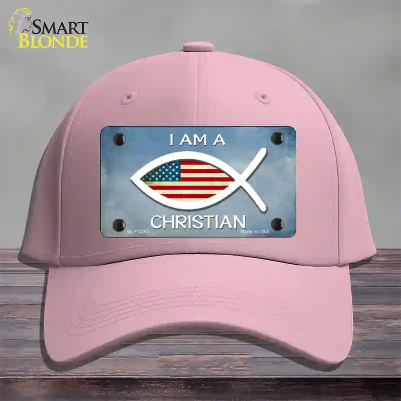 I Am A Christian Novelty License Plate Hat Cotton / Pink